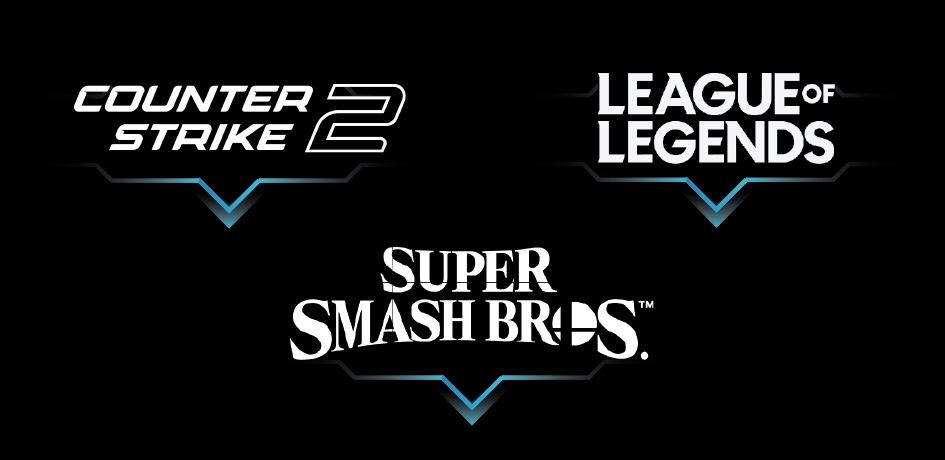 League of Legends, CS:GO und Smash Bros Logos